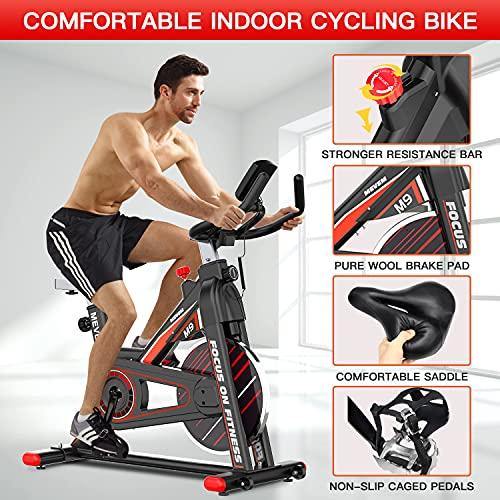 MEVEM [2021 Upgraded] Exercise Bike Indoor Cycling Bike with LCD Monitor and Heart Rate Sensor Stationary Bike for Home Cardio Workout - JOY2ESpree