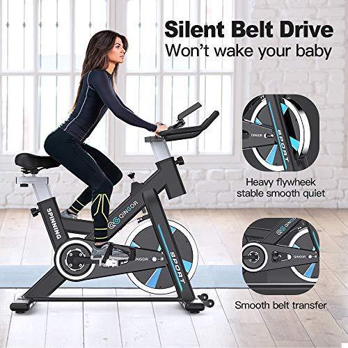 Exercise Bike Stationary Indoor Cycling Bikes - 35 lbs Flywheel Belt Drive Bicycle with LCD Monitor, IPad Mount, Comfortable Seat Cushion - JOY2ESpree