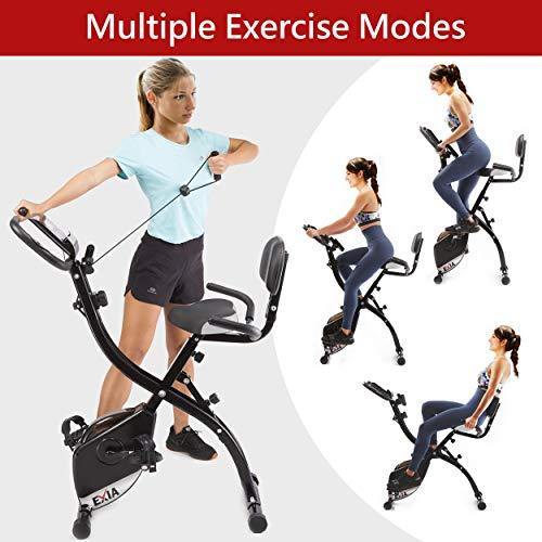 EXIA Folding Magnetic Exercise Bike with Pulse Sensor, Upright and Recumbent Stationary Bike - JOY2ESpree