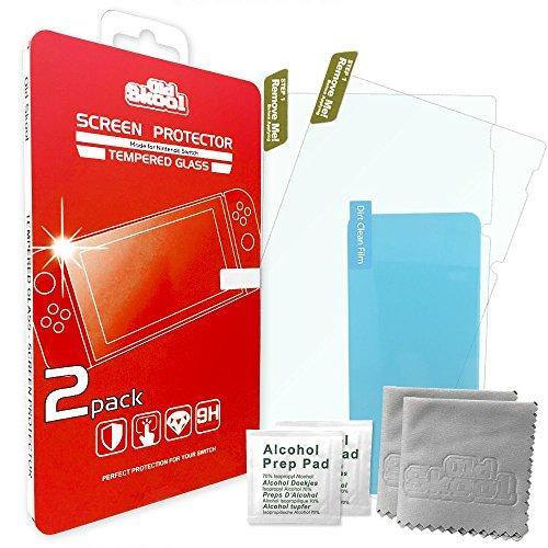 Old Skool Tempered Glass Screen Protector for Nintendo Switch 2017 (2-Pack) HD Shield with Anti-Bubble & Anti-Fingerprint Film - JOY2ESpree