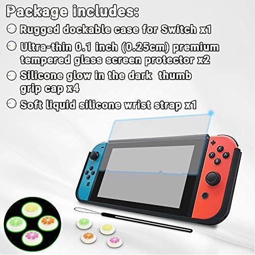 Innoc Switch Case Dockable Case for Nintendo Switch with Screen Protector and Thumb Caps - JOY2ESpree