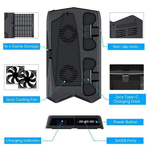 Vertical Stand for Playstation 5 with Cooling Fan Charging Station - JOY2ESpree