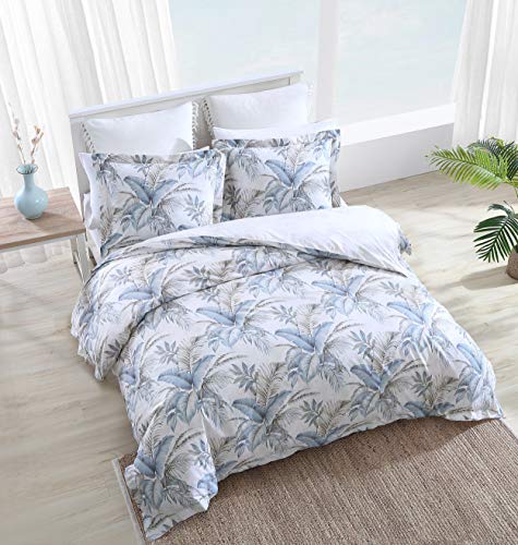 Tommy Bahama | Bakers Bluff Collection | Comforter Set - 100% Cotton, Ultra-Soft & Breathable, Reversible Bedding with Matching Shams, Queen, Blue