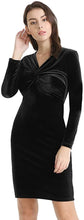 
                        
                          Load image into Gallery viewer, YHINTLFS Women Velvet Party Dress Long Sleeve V-Neck Wrap Mini Dress
                        
                      