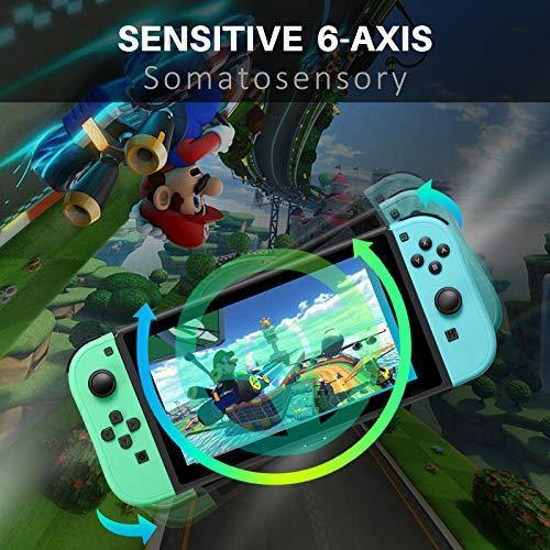 Joy-Pad Controller Compatible with Switch,Left and Right Controllers with Straps Support Wake-up Function(Blue and Green) - JOY2ESpree