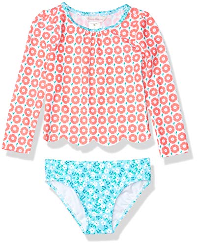 Tommy Bahama Girls' Long Sleeve 2-Piece Rashguard Swimsuit Bathing Suit