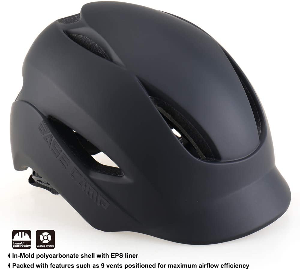 BASE CAMP Adult Bike Helmet with Rear Light for Urban Commuter Adjustable M Size