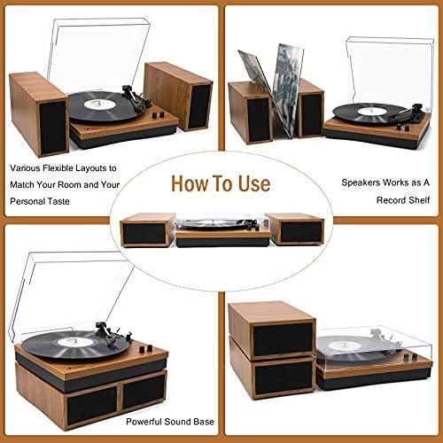 LP&No.1 Retro Bluetooth Record Player with Stereo External Speakers - JOY2ESpree