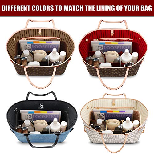 Purse Organizer Insert Felt Bag Organizer Handbag Organizer Insert for Tote fits LV Speedy Neverfull Longchamp, Grey, Medium (Medium, Pink)