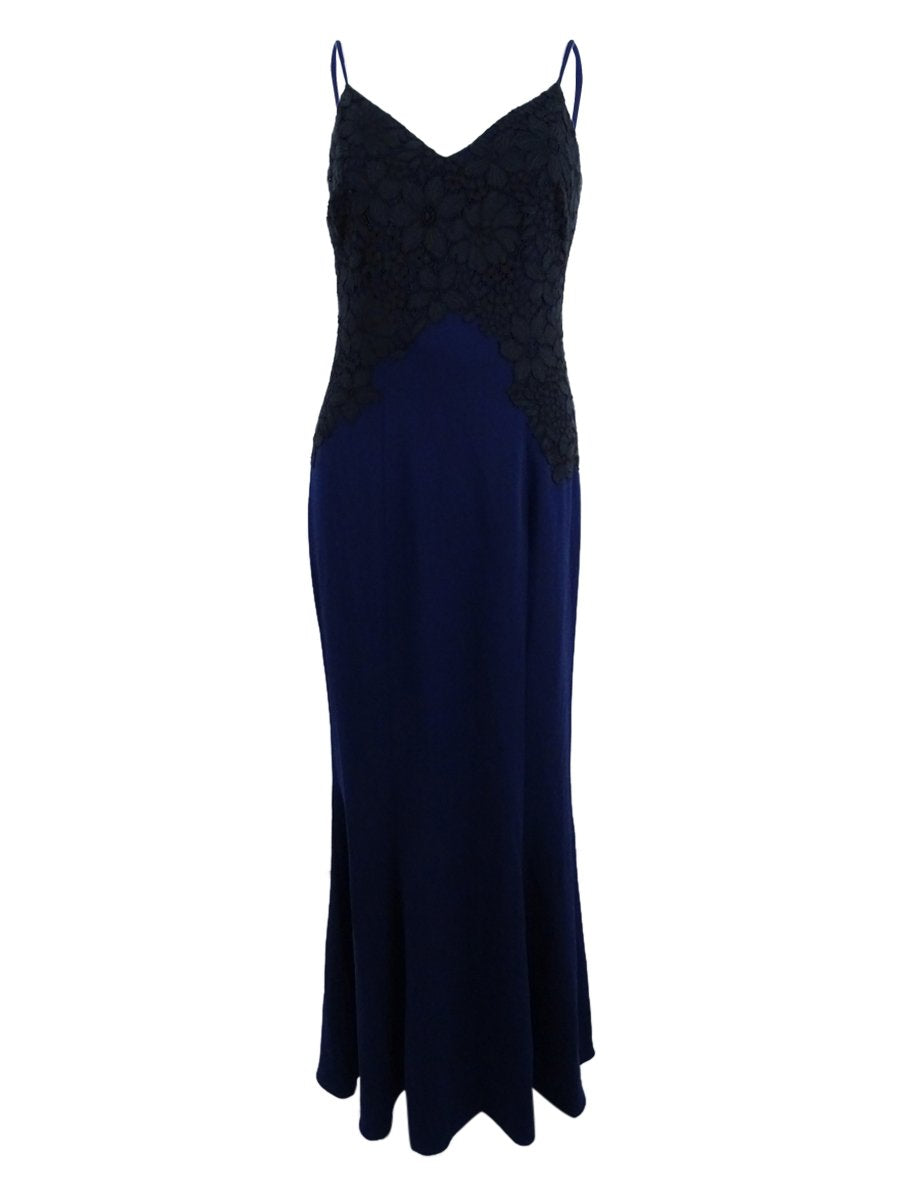 Ralph Lauren Womens Lace Overlay Jersey Dress