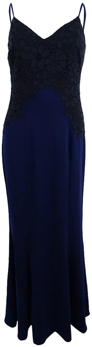 Ralph Lauren Womens Lace Overlay Jersey Dress