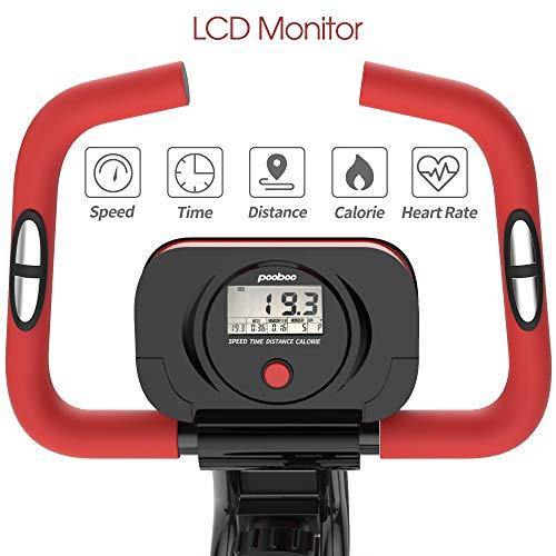 pooboo Folding Exercise Bike Indoor Cycling Bike Magnetic Upright Bike Stationary Bike - JOY2ESpree