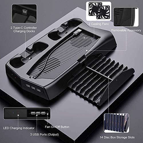Vertical Charging Stand for Playstation 5 with Cooling Fan Charging Station Dock - JOY2ESpree