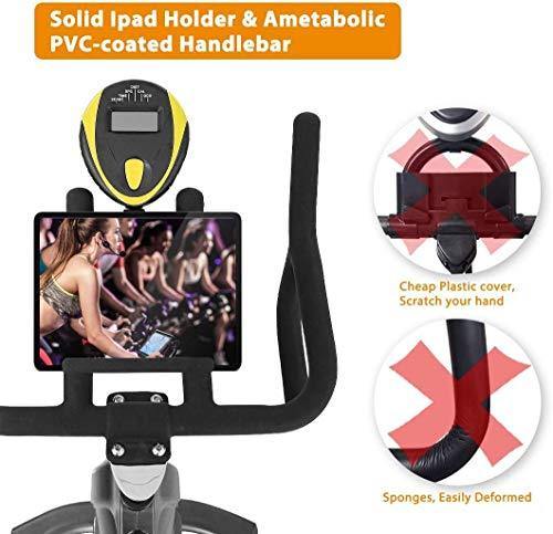 Cyclace Exercise Bike Stationary 330 Lbs Weight Capacity- Indoor Cycling Bike with Comfortable Seat Cushion, Tablet Holder and LCD Monitor - JOY2ESpree