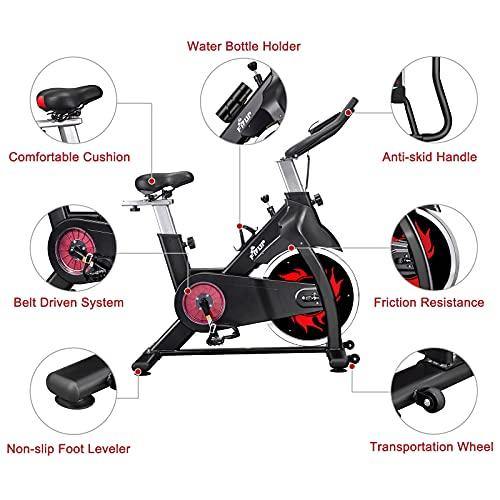 FISUP Exercise Bike Stationary Bike Cardio Bike for Home Gym Indoor Cycling Bike with Belt Drive System and LCD Monitor - JOY2ESpree