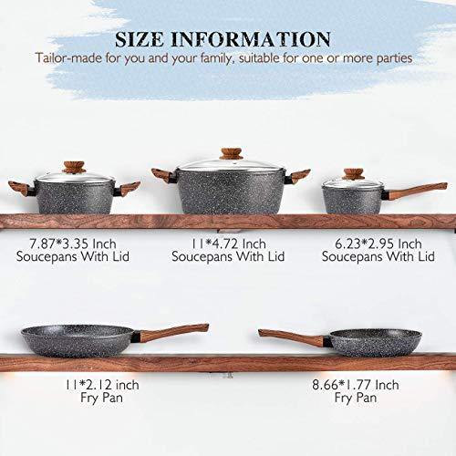 Prikoi Nonstick Cookware Set, Aluminum Kitchen Pots and Pans Set, Stovetop,Induction & Dishwasher Safe, 8 Piece, Black - JOY2ESpree