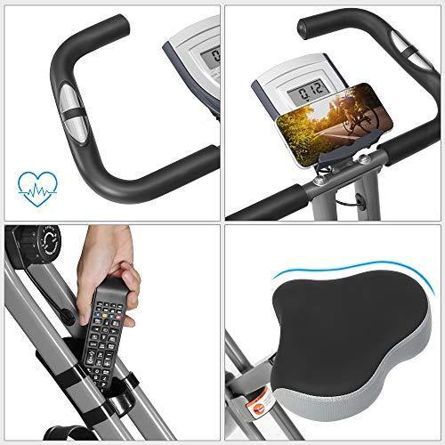 SONGMICS Exercise Bike, Foldable Indoor Cycling Bike for Fitness Workout, Phone Holder, 220 lb Max. Weight - JOY2ESpree