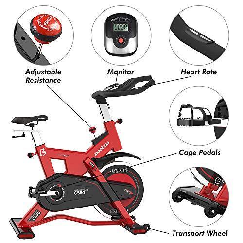 pooboo Indoor Cycling Bike, Belt Drive Exercise Bike Stationary Smooth Commercial Standard with LCD Display Bicycle Heart Pulse Trainer - JOY2ESpree