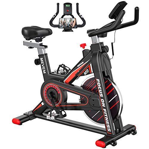 MEVEM [2021 Upgraded] Exercise Bike Indoor Cycling Bike with LCD Monitor and Heart Rate Sensor Stationary Bike for Home Cardio Workout - JOY2ESpree