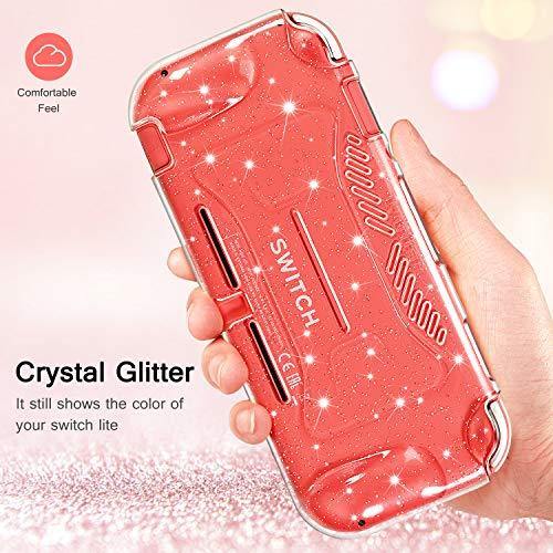 iVoler Protective TPU Glitter Case for Nintendo Switch Lite 2019 with 2 Pack Tempered Glass Screen Protector - JOY2ESpree