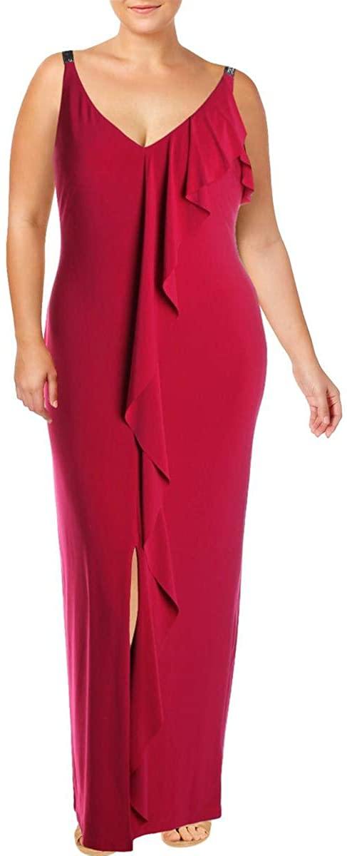 LAUREN RALPH LAUREN Womens Voriana Embellished Ruffled Evening Dress - JOY2ESpree