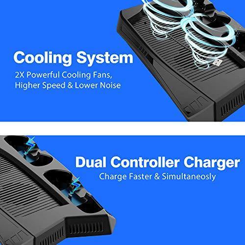 D DACCKIT Vertical Stand with Cooling Station for Playstation 5 Console, DualSense Controller Charging Station for PS5 Digital Edition / UHD - JOY2ESpree