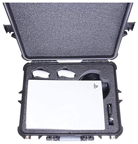 Case Club Pre-Cut Waterproof Hard Case - Fits PlayStation 5 (PS5) with Headset, Two Controllers, Games, Stand, & Cords - JOY2ESpree