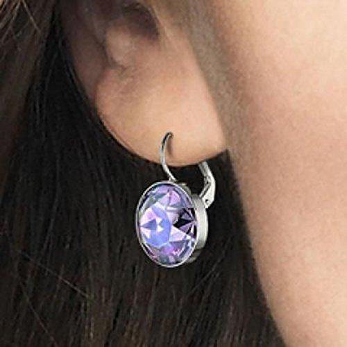 Swarovski Tanzanite Moonlight Crystal BELLA Pierced Drop Earrings Rhodium #5030703 - JOY2ESpree
