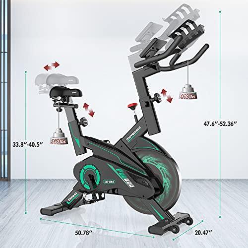 Pooboo Indoor Cycling Bike Belt Drive Exercise Bike Stationary with Comfortable Seat Cushion, Tablet Holder and LCD Monitor for Home Workout - JOY2ESpree