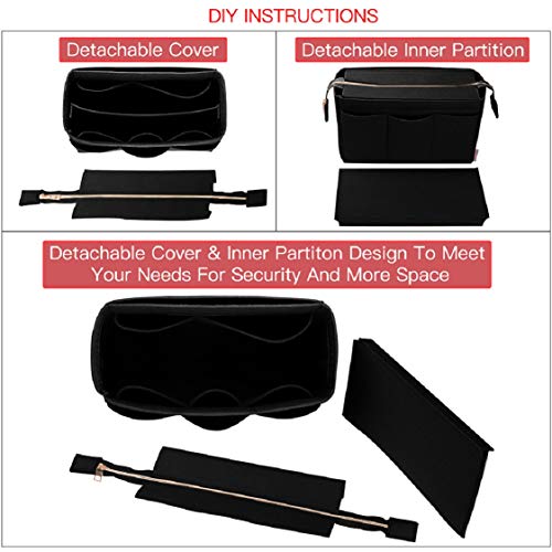 Purse Organizer Insert, Bag Organizer with NEW Detachable Zipper cover, fits Speedy Neverful, St Lious, Tote, 5 Size