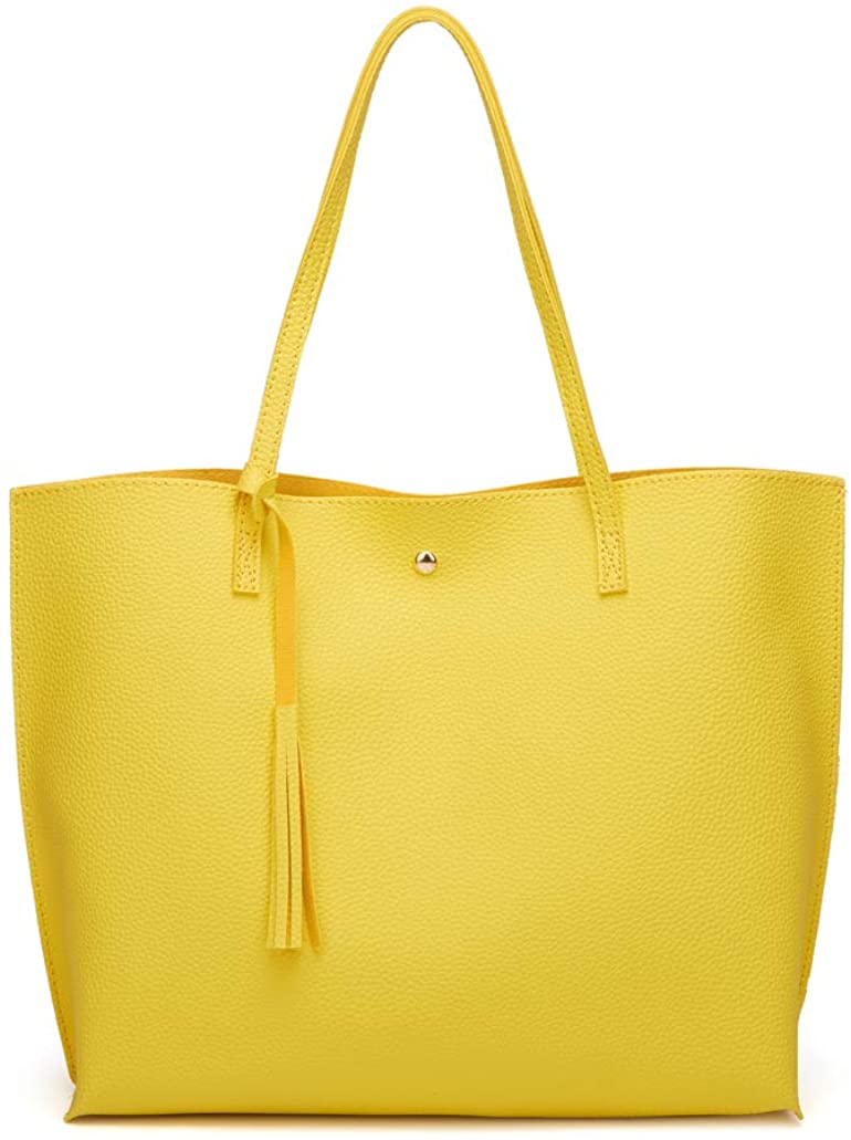 Women's Soft Faux Leather Tote Shoulder Bag from Dreubea, Big Capacity Tassel Handbag