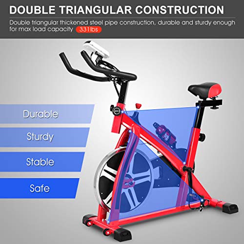 Goplus Indoor Cycling Bike, Stationary Bicycle Exercise Bike with Flywheel, LCD Display - JOY2ESpree