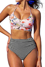 
                        
                          Cargar imagen en el visor de la galería, CUPSHE Women’s Bikini Swimsuit Floral Print Halter Lace Up Two Piece Bathing Suit
                        
                      
