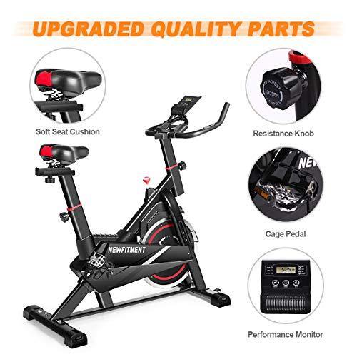 NEWFITMENT Indoor Cycling Bike Stationary, Belt Drive Workout Bike with Big Flywheel for Home,Cardio Training Cycle with LCD Monitor - JOY2ESpree