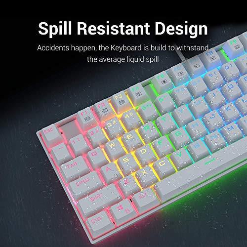 Redragon K552 Mechanical Gaming Keyboard 60% Compact 87 Key Kumara Wired Cherry MX Blue Switches Equivalent for Windows PC Gamers (RGB Backlit White) - JOY2ESpree