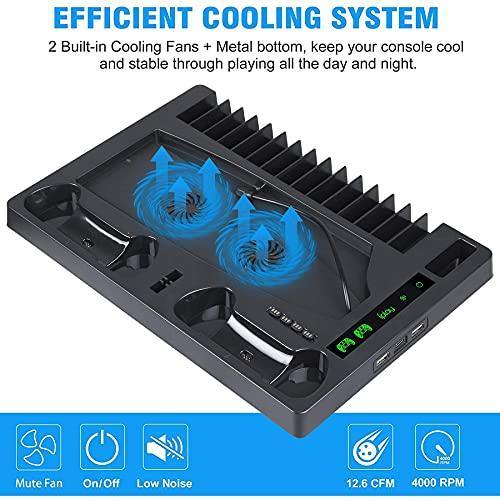 Black PS5 Console PlayStation 5 Charging Station with Cooling Fan System 15 Game Slots - JOY2ESpree