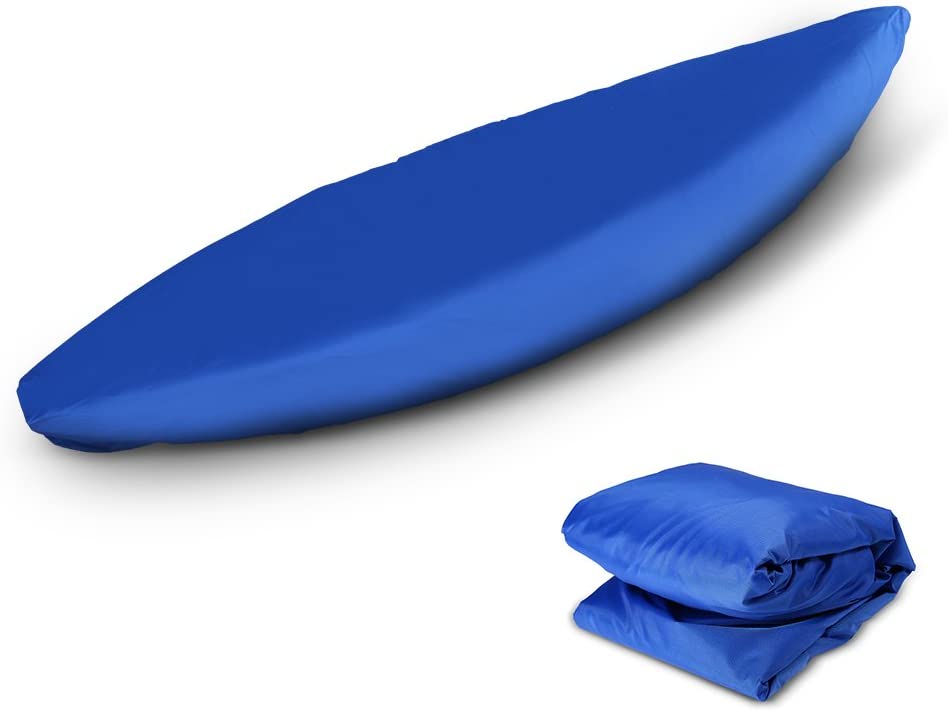 Blusea Waterproof Kayak Cover, 6.8-19.6ft UV Resistant Kayak Canoe Cover - Professional Boat Storage Cover Shield, Blue/Grey [8 Size]