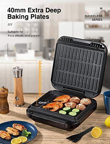 Deik 2 in 1 Electric Indoor Grill & Panini Press Grill, 1200W Smokeless Grill - JOY2ESpree