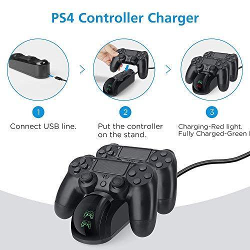 PS 4 Slim 1TB Console with Black and Gold Wireless Controller and Mytrix DS4 Fast Charging Dock - JOY2ESpree