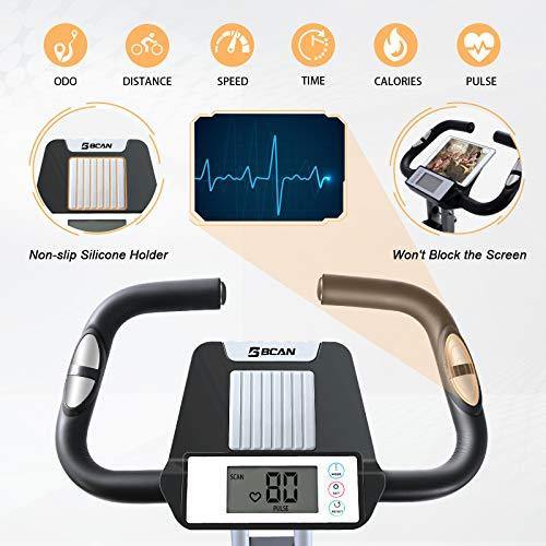 BCAN Folding Exercise Bike-Stationary Bike Foldable with Magnetic Resistance,Pulse Monitor and Comfortable Seat - JOY2ESpree