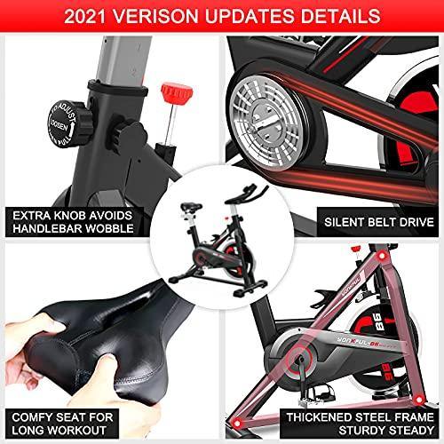 YONKFUL Exercise Bike Belt Drive Indoor Cycling Bike Adjustable Stationary Bicycle Home Gym Bike - JOY2ESpree