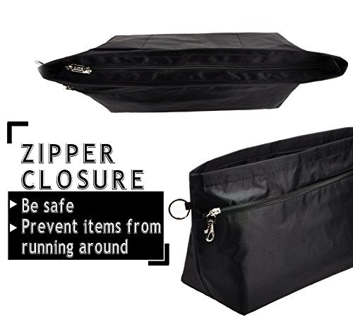 Vercord Purse Organizer Insert Bag Tote Handbags Pocketbook Inserts Organizers Zipper 11 Pockets Black Medium