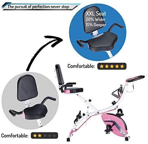 PLENY 3-in-1 Total Body Workout Exercise Bike w/Backlit Screen, High Backrest, Adjustable Resistance Bands for Arm & Leg, and 300 lbs Weight Support - JOY2ESpree