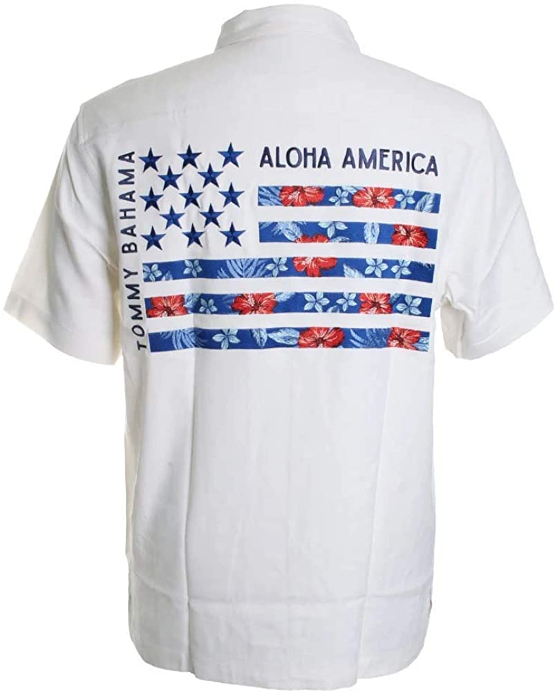 Tommy Bahama Embroidered Aloha America Silk Camp Shirt
