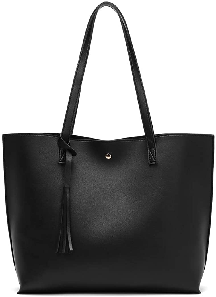 Women's Soft Faux Leather Tote Shoulder Bag from Dreubea, Big Capacity Tassel Handbag