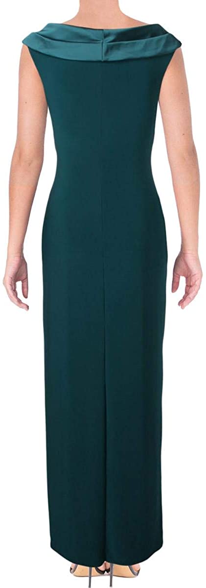 LAUREN RALPH LAUREN Womens Leonetta Off-The-Shoulder Satin Trim Evening Dress