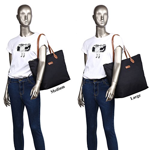 NNEE Water Resistant Light Weight Nylon Tote Bag Handbag