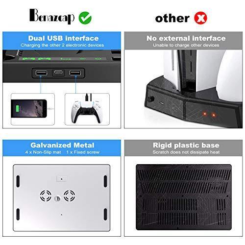 Benazcap Cooling Station for PS5 Console, PS5 Vertical Stand with Cooling Fan - JOY2ESpree