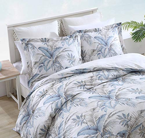 Tommy Bahama | Bakers Bluff Collection | Comforter Set - 100% Cotton, Ultra-Soft & Breathable, Reversible Bedding with Matching Shams, Queen, Blue