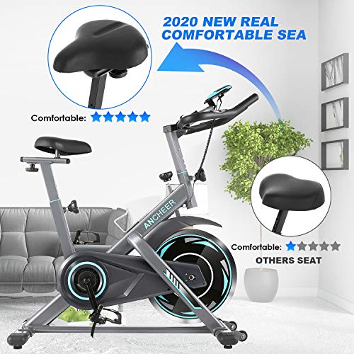 ANCHEER Exercise Bike Stationary, 49 Lbs Weight Capacity- Indoor Cycling Bike with Tablet Holder and LCD Monitor for Home Workout - JOY2ESpree